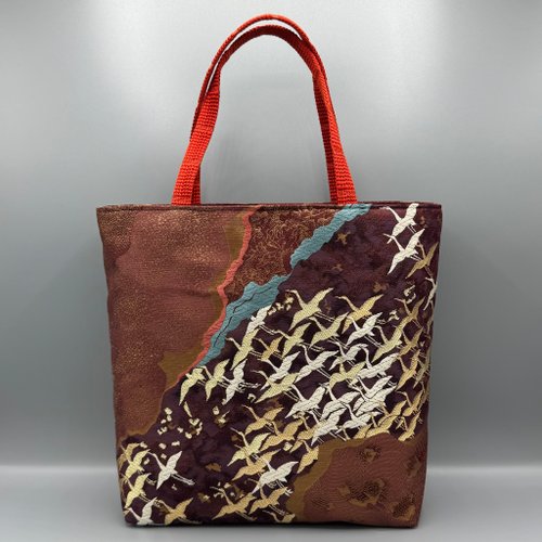 着物 帯 帯締め ハンドメイド トートバッグ リメイク 六通柄袋帯