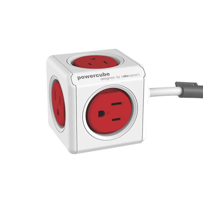 荷蘭 allocacoc PowerCube延長線/紅色/線長1.5公尺 - 行動電源/充電線 - 塑膠 紅色