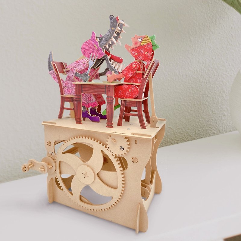 iló wooden automaton DIY model (music bell version) Little Red Riding Hood - Wood, Bamboo & Paper - Wood Khaki
