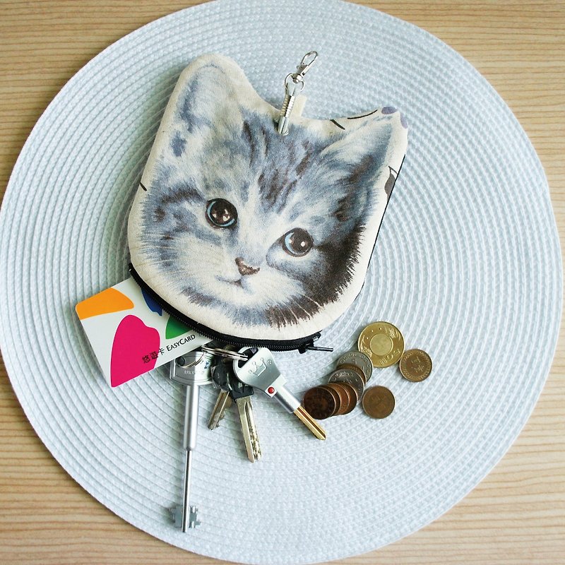 Lovely [Japanese cloth] hand-painted wind cat avatar change key package, A section [spot 1] - ที่ห้อยกุญแจ - ผ้าฝ้าย/ผ้าลินิน สีดำ