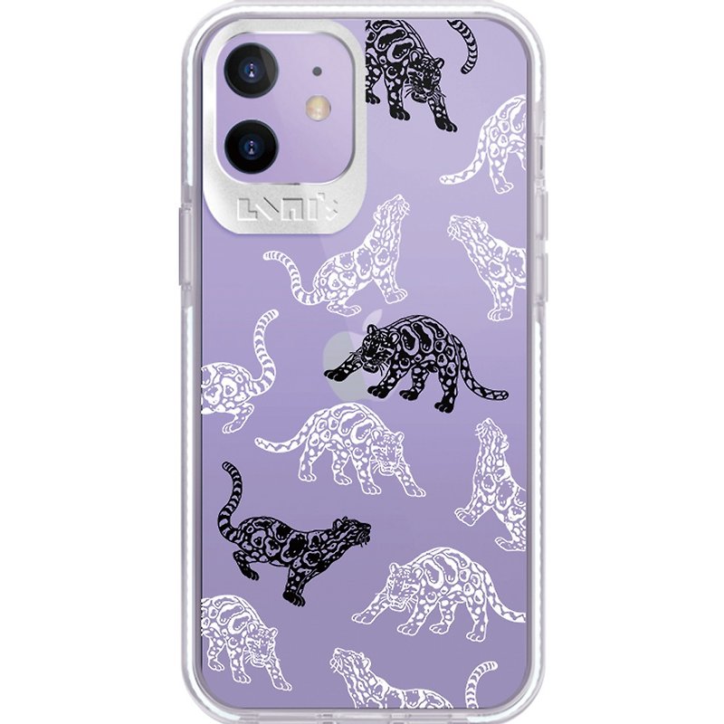 Black and white clouded leopard conservation animal mobile phone shatterproof case iphone 14 12 13 Pro Max mini - เคส/ซองมือถือ - วัสดุอีโค สีใส