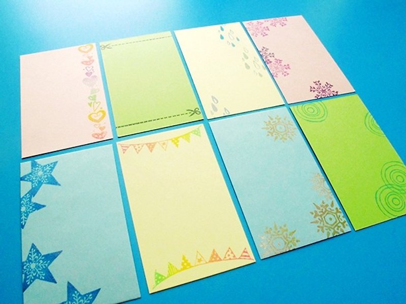 Apu rubber stamp manual mini-note card set A group of eight enclosed butter paper envelopes - การ์ด/โปสการ์ด - กระดาษ 
