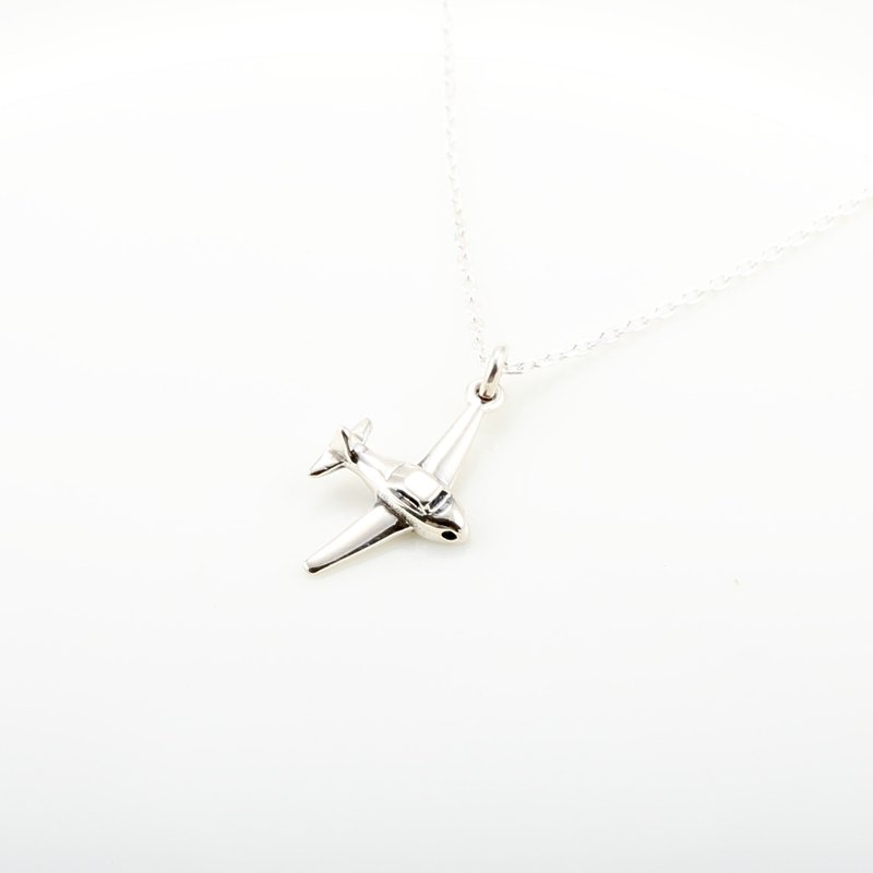 Airplane s925 sterling silver necklace Christmas Valentine Day gift - สร้อยคอ - เงินแท้ สีเงิน