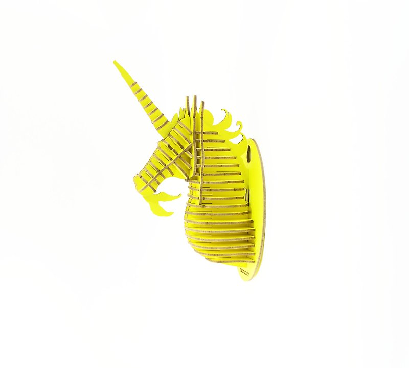 ユニコーン3D手作りDIYのホームオーナメント装飾小黄色 - 置物 - 紙 イエロー