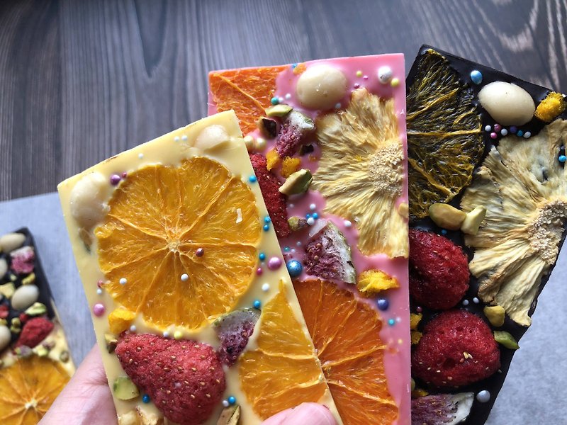 [Dried Fruit Chocolate] Three-piece exquisite gift box | 100% natural dried fruit top collection - ช็อกโกแลต - อาหารสด หลากหลายสี