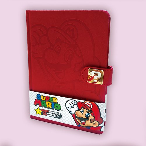 遊戲家 Gameshop 【任天堂超級瑪利歐】超級瑪利歐 經典紅皮革浮雕 A5筆記本