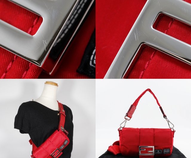 【極美品】フェンディ×ポーター マンマバケット ショルダーバッグ ナイロン 赤 日本直送】フェンディ FENDI マンマバケット ポーターコラボ