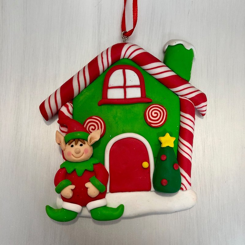 Candy Christmas House Charm - ของวางตกแต่ง - ดินเผา สีเขียว