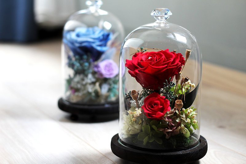 花禮設計【不凋花系列】印象玫瑰玻璃花罩 - 植栽/盆栽 - 植物．花 紅色