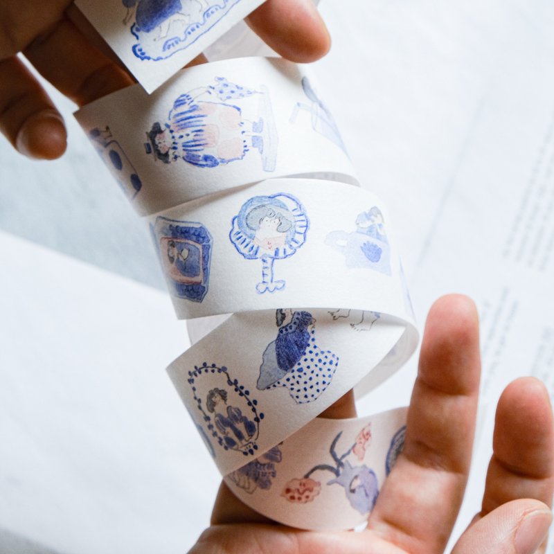 青花 和紙膠帶 | 3cm x 5m - 貼紙 - 紙 