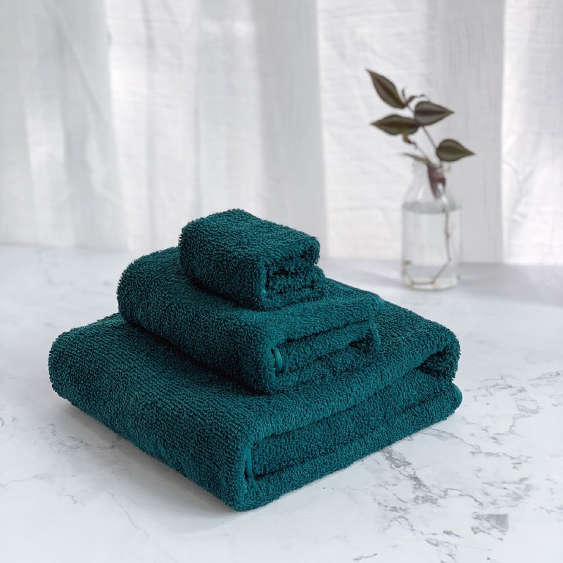 Moisture-absorbing and quick-drying MIT rich three-piece set-malachite green (bath towel, hand towel, square towel) - Towels - Nylon Green