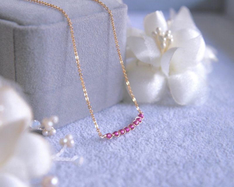 Super white ruby ​​necklace, clavicle chain, slim and light~To confirm your love - สร้อยคอทรง Collar - เครื่องเพชรพลอย สีแดง