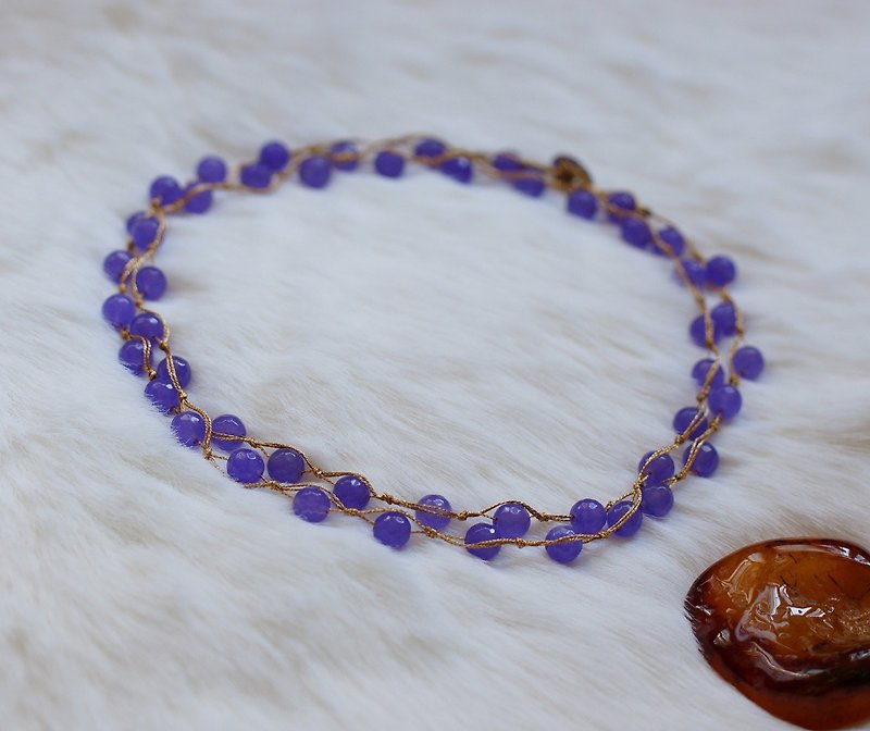 Hand crocheted multi function semi precious stone necklaces - Necklaces - Semi-Precious Stones Purple