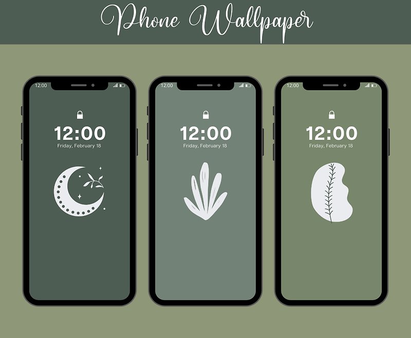 Phone Wallpaper - Phone Background - Digital Wallpaper - Sage Green Colour - 貼圖包/電腦手機桌布/App 圖示 - 其他材質 
