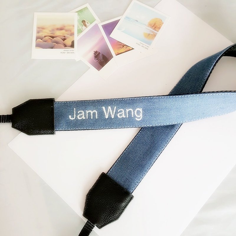Customized gifts can be embroidered with name lettering, camera strap strap, leather birthday gift, Christmas gift - ขาตั้งกล้อง - หนังแท้ ขาว