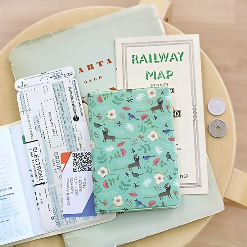 indigo Liulin wind soft passport cover - mint cat, IDG09779 - Passport Holders & Cases - Plastic Green