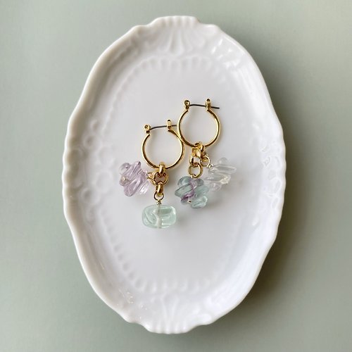 Lunka Handmade Accessories Fluorite amulet earrings ピアス/イヤリング no.3