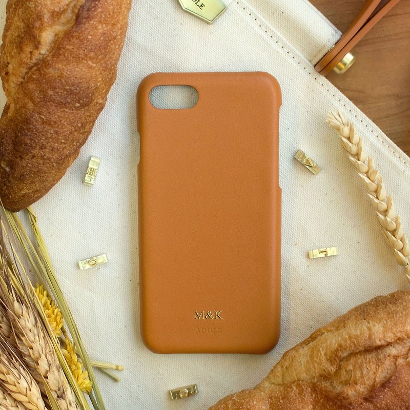 Can be engraved iPhone 7/8 4.7-inch leather water-repellent phone case- Brown - เคส/ซองมือถือ - หนังแท้ สีส้ม