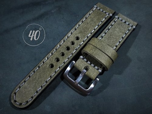 40degreeshandcraft Pueblo Leather watch strap, Gray leather watch strap, Handmade watch strap
