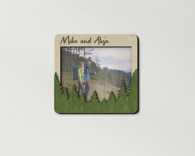 Personalized forest wall decor Custom text 20x25 cm photo frame Wall mounted - 相框/畫框 - 木頭 多色