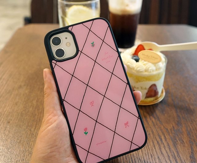 LIGHT BEIGE Checkered Protective Phone Case iPhone 