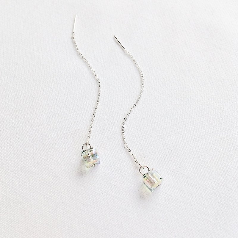 Time Ear Chain S925 Sterling Silver Earrings Allergy Free - ต่างหู - เงินแท้ สีทอง