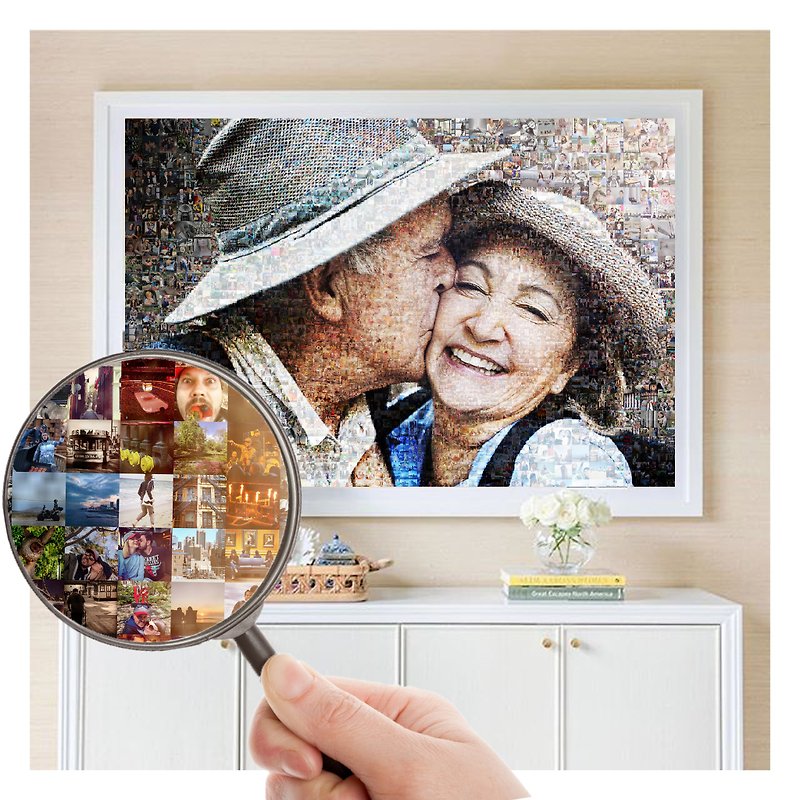 50th anniversary gifts for parents, Photo collage gift, Golden anniversary - 掛牆畫/海報 - 其他材質 