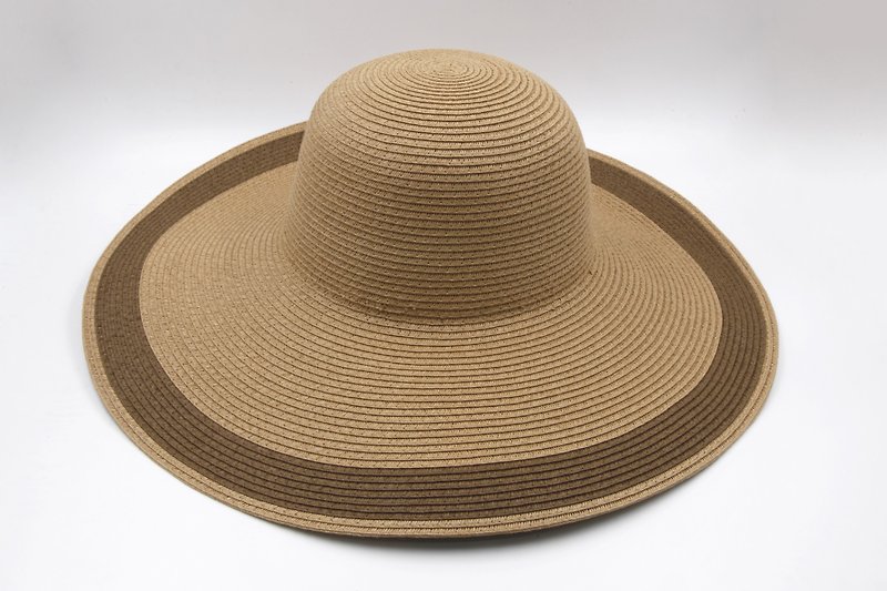 【Paper Home】 Two-color big wave (brown) paper thread weaving - Hats & Caps - Paper Brown