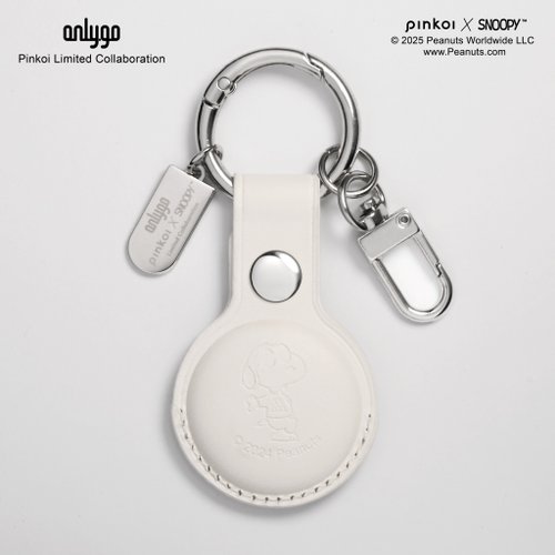 Onlygo 昂裡生活創意 【Pinkoi x SNOOPY】AirTag皮革鑰匙圈(酷哥白) - 酷派達人SNOOPY