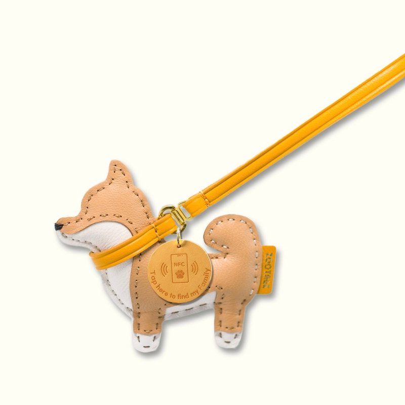 Shiba Inu (Red) Leather Pendant - Includes NFC - อื่นๆ - หนังแท้ สีกากี