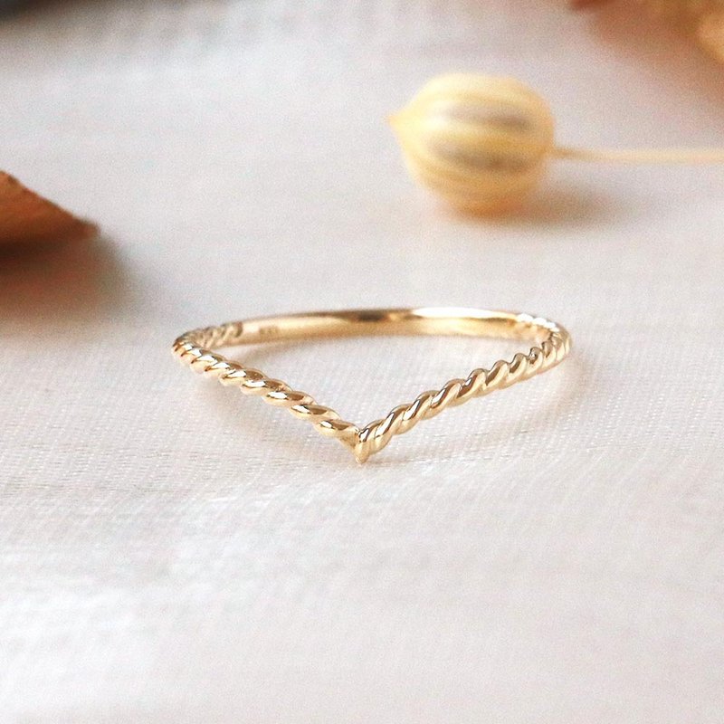 Visel  V字麻花素戒 - 戒指 - 貴金屬 金色