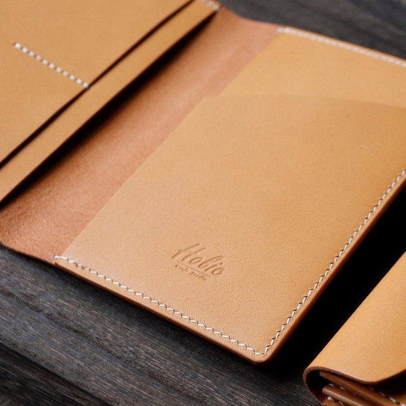 Handmade leather passport holder for travel enthusiasts - Passport Holders & Cases - Genuine Leather Khaki