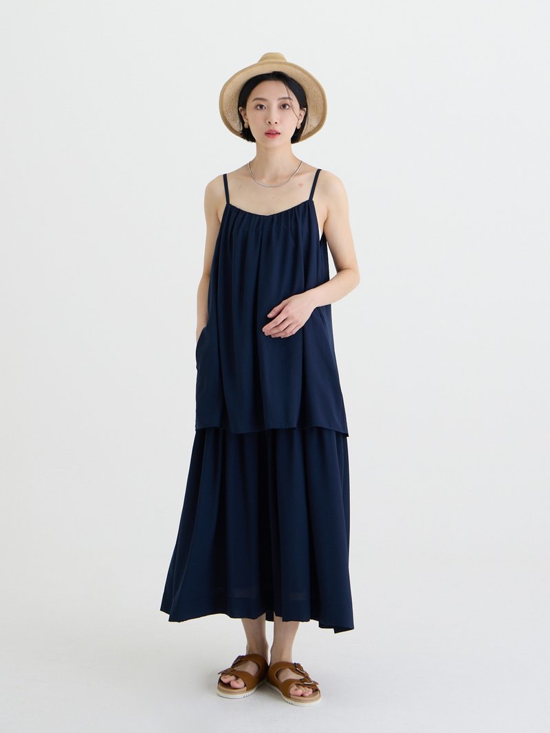 Aurora Soft Light Double Layer Dress-Bohai - ชุดเดรส - เส้นใยสังเคราะห์ สีน้ำเงิน