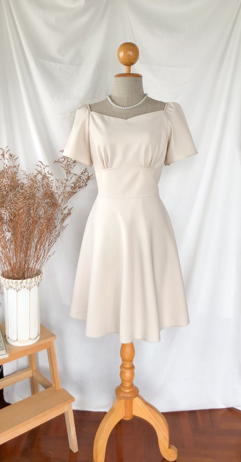 Cream Party dress vintage Modern Office Wear Summer cream Bridesmaid Dress - 洋裝/連身裙 - 聚酯纖維 白色