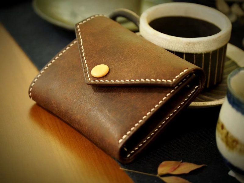 手工皮革三折錢包  支持客製化訂製 - 錢包/皮夾/長短夾 - 真皮 