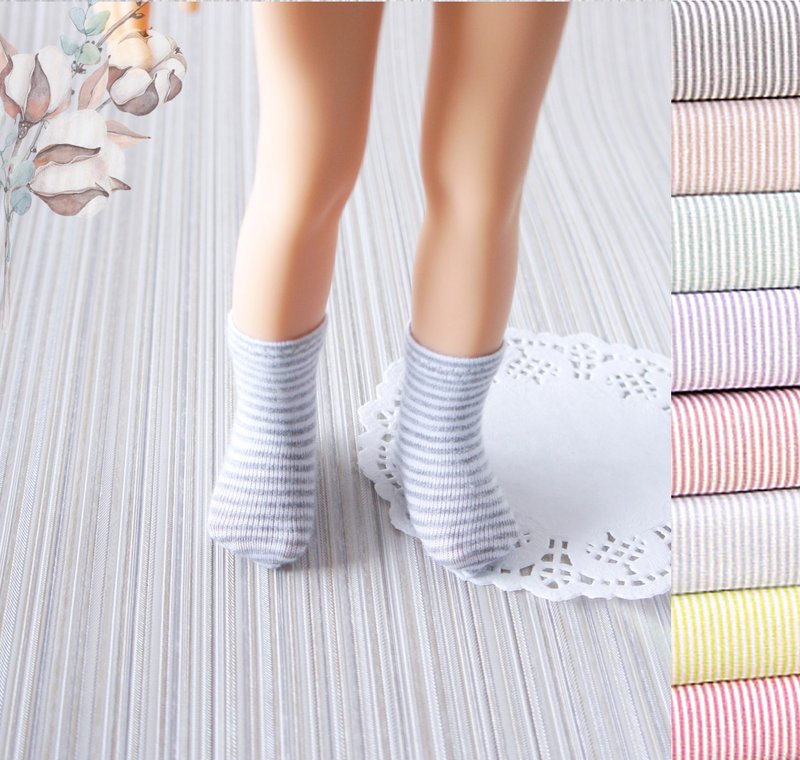 Striped short socks for Paola Reina dolls, Underwear for doll, Dolls accessories - ตุ๊กตา - ผ้าฝ้าย/ผ้าลินิน หลากหลายสี