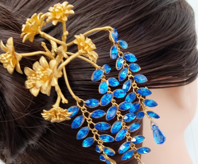 青藤のかんざし 真鍮×スワロフスキー | 日本製 ハンドメイド 藤の花 簪