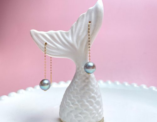 Athena珍珠設計 Akoya 真多麻 海水珍珠 炫彩 18K金 耳環 耳線