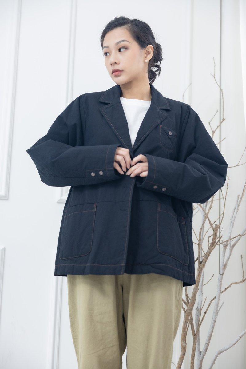 西裝樣式短版外套 黑色 - 女大衣/外套 - 其他材質 黑色