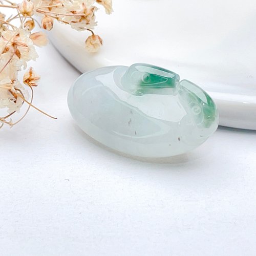 瓔珞珠寶盒 E.L.Jewelry Box 冰飄花翡翠袋袋有錢吊墜 | 天然緬甸A貨翡翠 | 送禮