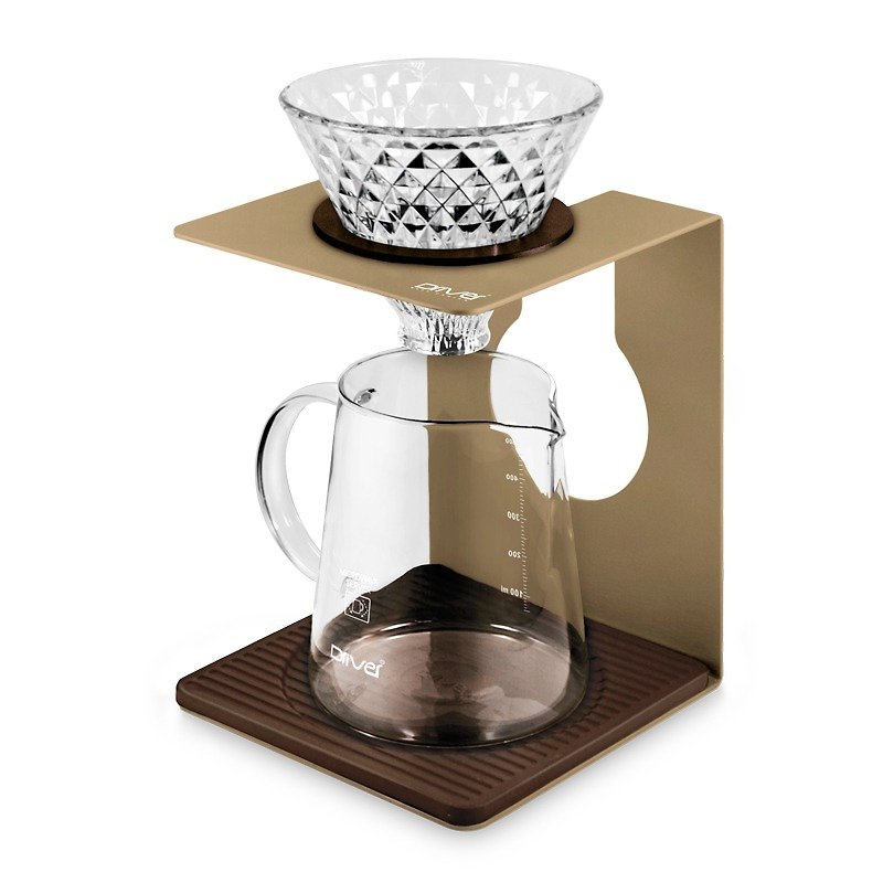 Driver i Dripper Coffee Filter Cup Pot Set-Gold (with 1-2 cup Stainless Steel filter paper) - เครื่องทำกาแฟ - แก้ว สีทอง