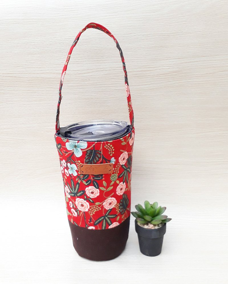 【Bingba Cup Bag】 - Beverage Holders & Bags - Cotton & Hemp Red