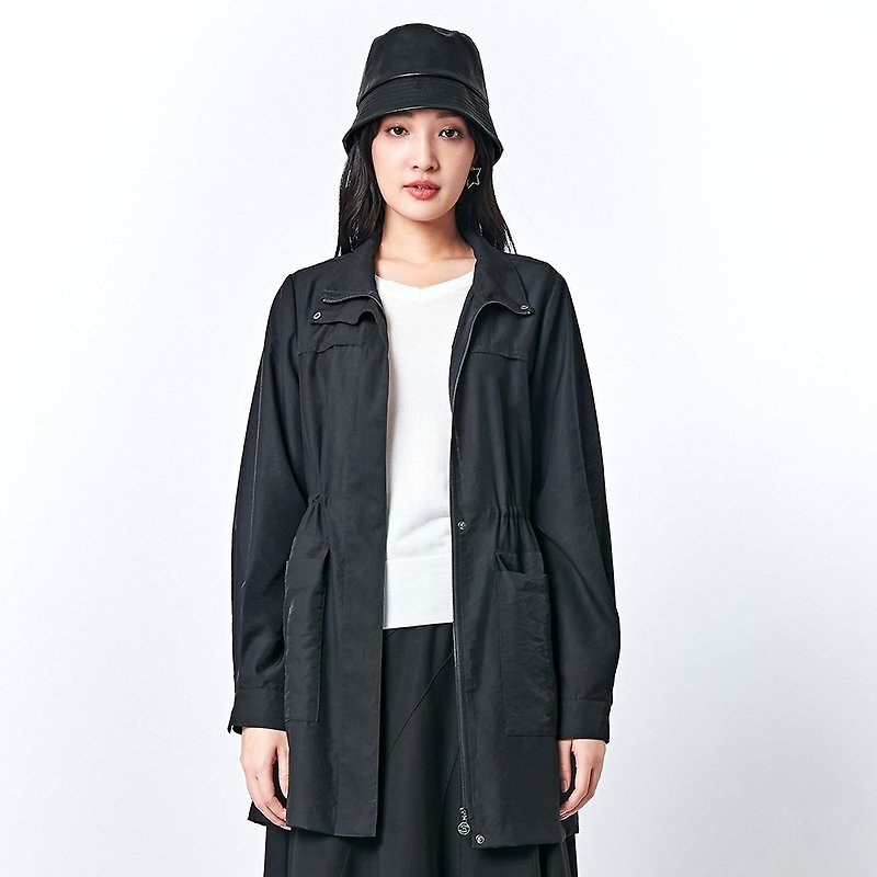 KeyWear three-dimensional pocket patchwork long-sleeved jacket-black-0AF04038 - Women's Casual & Functional Jackets - Other Man-Made Fibers Black