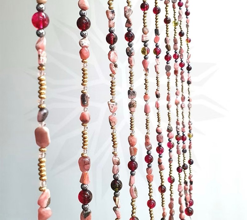 Natural Argentine Stone natural crystal bead curtain custom feng shui door curtain Stone natural stone - ม่านและป้ายประตู - หยก สีแดง