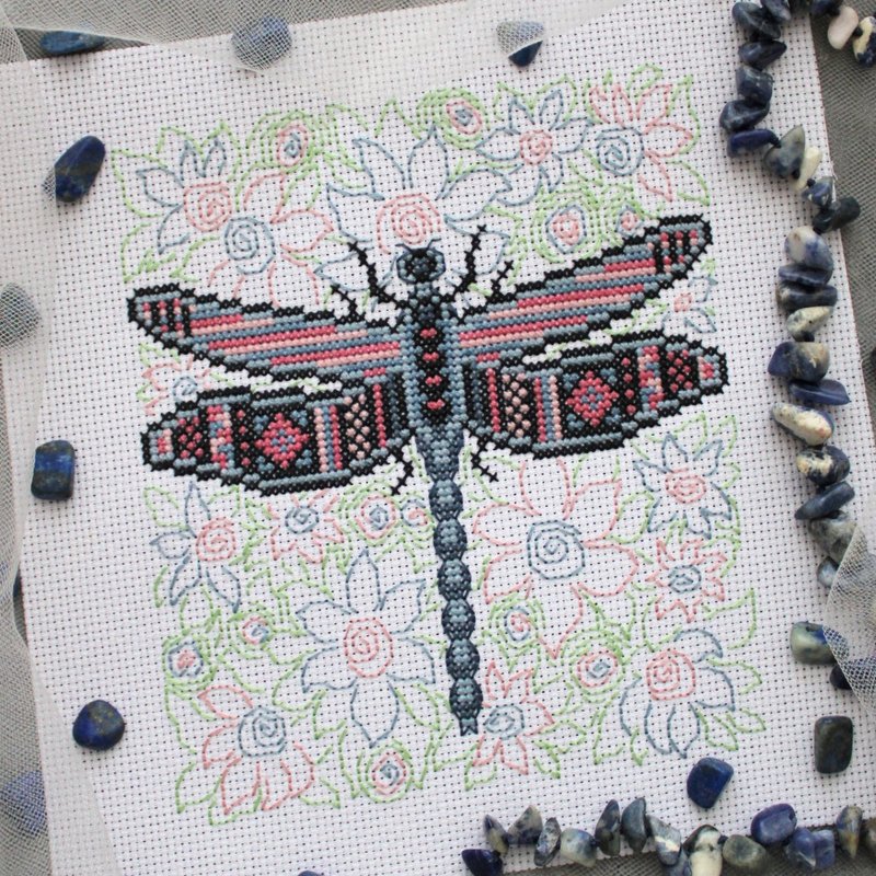 Cross stitch pattern Dragonfly, cross stitch chart PDF - Logo 設計/圖案設計 - 其他材質 