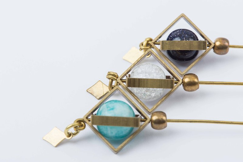 Tiny planet of square pin - Brooches - Copper & Brass 
