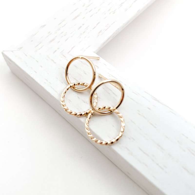 doble ring pierces n456　耳环 简单的 - 耳環/耳夾/耳骨夾 - 其他金屬 金色