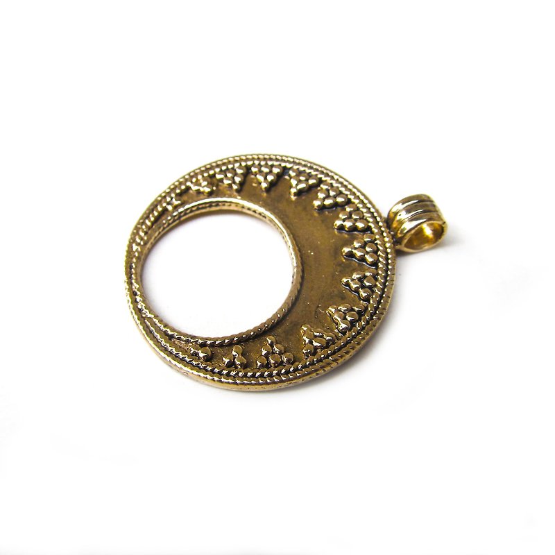 Full Moon necklace pendant,womens moon amulet,Full Moon bronze charm,ukrainian - 吊飾 - 銅/黃銅 金色