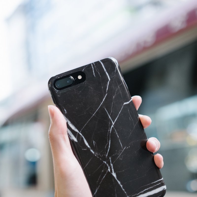 香港品牌 Sell Good 原創仿大理石質感 亮面硬殼 iPhone 手機殼 - 黑色 - 手機殼/手機套 - 其他材質 黑色