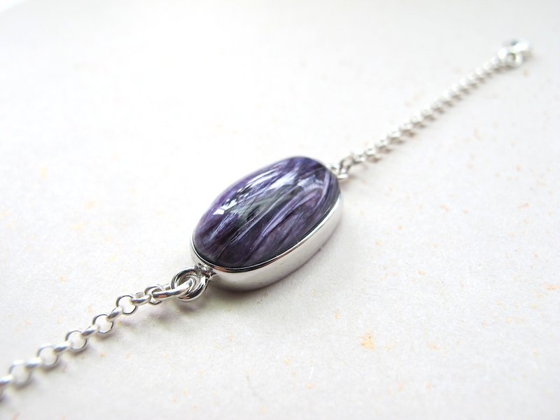 【Unique】 Zi Longjing x 925 silver chain - Handmade natural stone series - Bracelets - Gemstone Purple